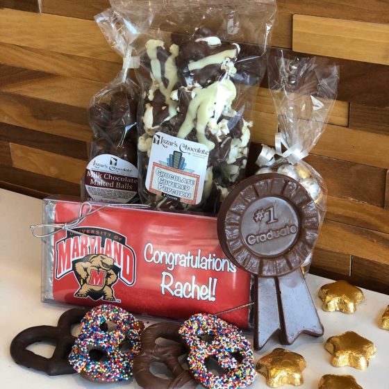 Chocolate graduation gift baskets