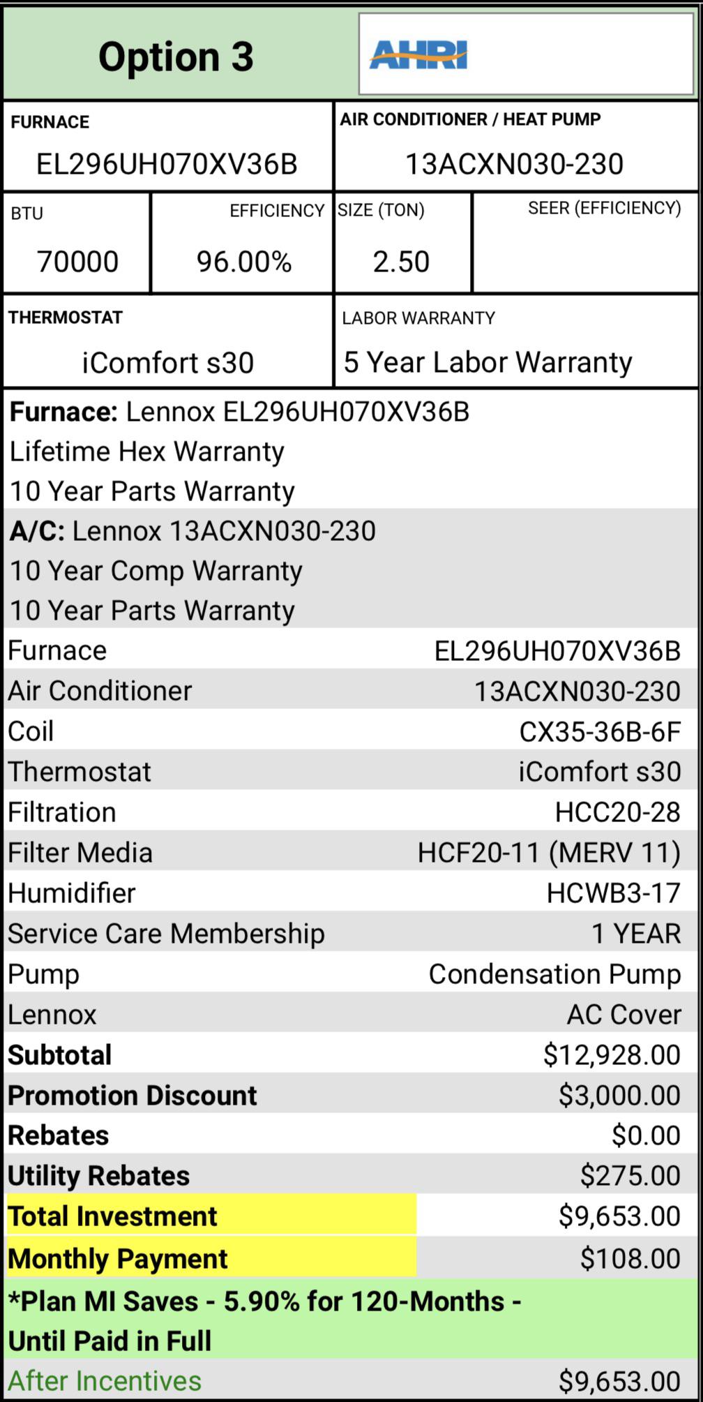 furnace went out is this a bad quote for a furnace and a c